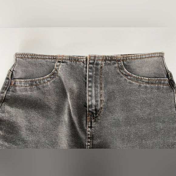 H&M Divided Black Denim Maxi Skirt High Waisted Column Front Vent Size 2 - Picture 8 of 11